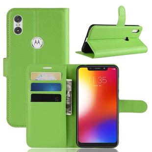 Litchi Texture Horizontal Flip Leather Case for Motorola One (P30 Play), with Holder & Card Slots & Wallet(Green)