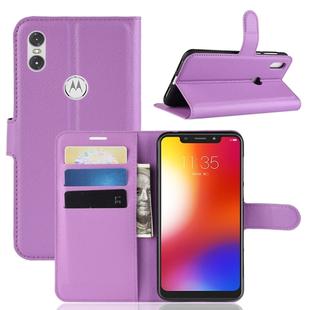 Litchi Texture Horizontal Flip Leather Case for Motorola One (P30 Play), with Holder & Card Slots & Wallet(Purple)