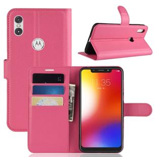 Litchi Texture Horizontal Flip Leather Case for Motorola One (P30 Play), with Holder & Card Slots & Wallet(Rose Red)