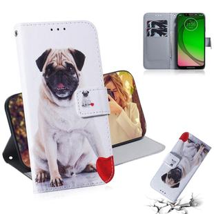 Pug Pattern Coloured Drawing Horizontal Flip Leather Case for Motorola Moto G7 Play, with Holder & Card Slots & Wallet
