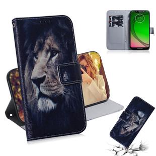 Lion Pattern Coloured Drawing Horizontal Flip Leather Case for Motorola Moto G7 Play, with Holder & Card Slots & Wallet