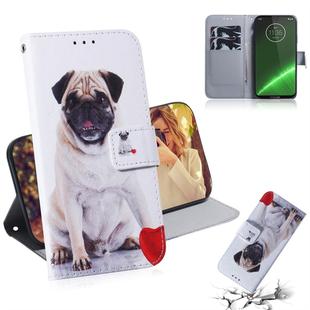 Pug Pattern Coloured Drawing Horizontal Flip Leather Case for Motorola Moto G7 / Moto G7 Plus, with Holder & Card Slots & Wallet