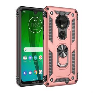 Armor Shockproof TPU + PC Protective Case for Motorola Moto G7, with 360 Degree Rotation Holder (Rose Gold)