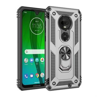 Armor Shockproof TPU + PC Protective Case for Motorola Moto G7, with 360 Degree Rotation Holder (Silver)