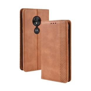Magnetic Buckle Retro Texture Horizontal Flip Leather Case for Motorola Moto G7 Play (EU Version), with Holder & Card Slots & Wallet (Brown)