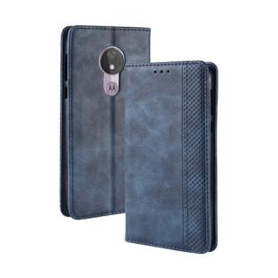 Magnetic Buckle Retro Texture Horizontal Flip Leather Case for Motorola Moto G7 Power (EU Version), with Holder & Card Slots & Wallet (Blue)