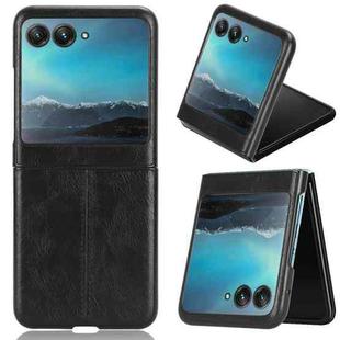 For Motorola Moto Razr 40 Ultra Sewing Cow Pattern Skin PC + PU + TPU Phone Case (Black)