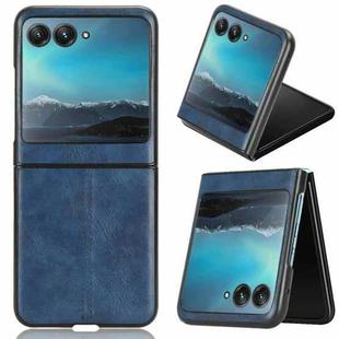 For Motorola Moto Razr 40 Ultra Sewing Cow Pattern Skin PC + PU + TPU Phone Case (Blue)