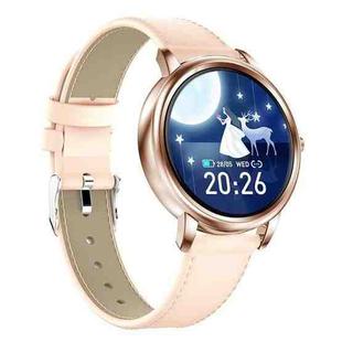 MK20 1.09 inch IPS Color Screen IP67 Waterproof Smart Watch, Support Sleep Monitoring / Heart Rate Monitoring / Blood Pressure Monitoring / Multi-sports Mode, Style: Leather Strap (Gold)