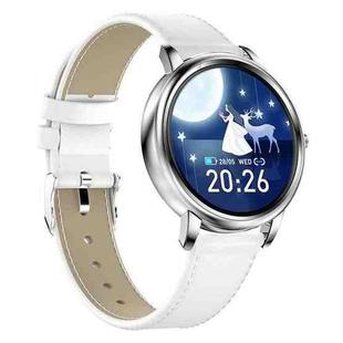 MK20 1.09 inch IPS Color Screen IP67 Waterproof Smart Watch, Support Sleep Monitoring / Heart Rate Monitoring / Blood Pressure Monitoring / Multi-sports Mode, Style: Leather Strap (Silver)