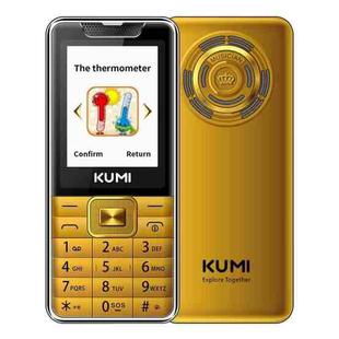 KUMI Mi1 Mini Mobile Phone, Forehead Thermometer, 2.4 inch, MTK6261D, Bluetooth, 21 Keys, Dual SIM, SOS, FM, Network: 2G,  Body Temperature Measurement (Gold)