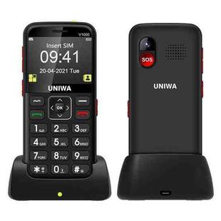 UNIWA V1000 4G Elder Mobile Phone, 2.31 inch, UNISOC TIGER T117, 1800mAh Battery, 21 Keys, Support BT, FM, MP3, MP4, SOS, Torch, Network: 4G, with Docking Base(Black)