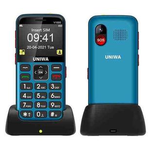 UNIWA V1000 4G Elder Mobile Phone, 2.31 inch, UNISOC TIGER T117, 1800mAh Battery, 21 Keys, Support BT, FM, MP3, MP4, SOS, Torch, Network: 4G, with Docking Base(Blue)