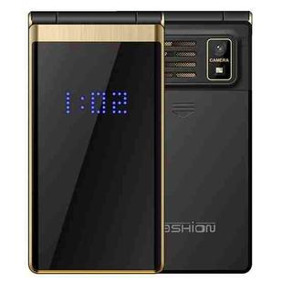 Mafam F120 Flip Phone, 2.4 inch, 5800mAh Battery, Support FM, SOS, External Time Display, GSM, Family Number, Big Keys, Dual SIM (Gold)