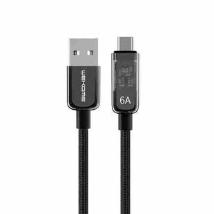 WK WDC-180 6A Pioneer Series USB to USB-C/Type-C Transparent Fast Charge Data Cable, Length: 1m(Black)