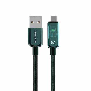 WK WDC-180 6A Pioneer Series USB to USB-C/Type-C Transparent Fast Charge Data Cable, Length: 1m(Green)