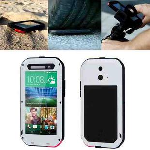 LOVE MEI for HTC One E8 Powerful Waterproof Dustproof Shockproof Anti-slip Metal Protective Case(White)