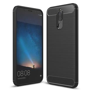 For Huawei Mate 10 Lite Brushed Carbon Fiber Texture TPU Shockproof Anti-slip Soft Protective Back Cover Case(Black)
