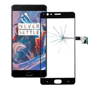 For OnePlus Three 0.26mm 9H Surface Hardness Explosion-proof Colorized Silk-screen Tempered Glass Full Screen Film(Black)
