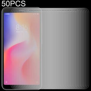 50 PCS 0.26mm 9H 2.5D Tempered Glass Film for Xiaomi Redmi 6, No Retail Package