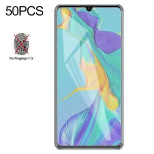 50 PCS Non-Full Matte Frosted Tempered Glass Film for Huawei P30, No Retail Package