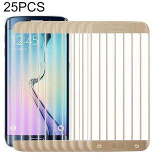 25 PCS For Galaxy S6 Edge 0.3mm 9H Surface Hardness 3D Curved Full Screen Cover Explosion-proof Tempered Glass Film (Gold)