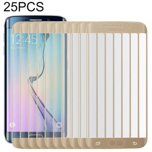 25 PCS For Galaxy S6 Edge Plus / G928 0.3mm 9H Surface Hardness 3D Curved Surface Full Screen Cover Explosion-proof Tempered Glass Film (Gold)