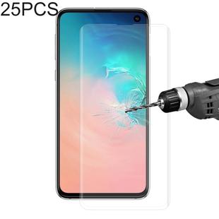 25 PCS Edge Glue 3D Curved Edge Full Screen Tempered Glass Film for Galaxy S10, Fingerprint Unlock Is Not Supported(Transparent)