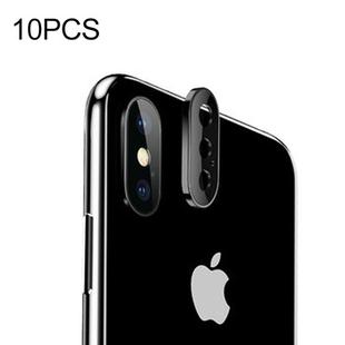 For iPhone X 10pcs Titanium Alloy Metal Camera Lens Protector Tempered Glass Film(Black)