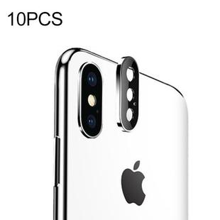 For iPhone XS 10pcs Titanium Alloy Metal Camera Lens Protector Tempered Glass Film(Silver)