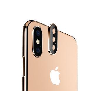 For iPhone X Titanium Alloy Metal Camera Lens Protector Tempered Glass FilmS(Gold)