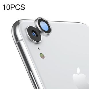 For iPhone XR 10pcs Titanium Alloy Metal Camera Lens Protector Tempered Glass Film(Silver)