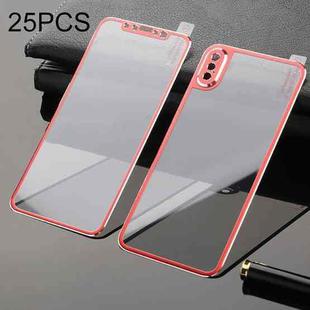 For iPhone XS Max 25pcs Titanium Alloy Edge Full Coverage Front + Back Tempered Glass Screen Protector (Red)