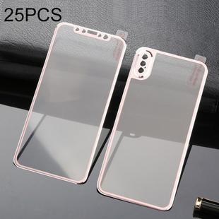For iPhone XS Max 25pcs Titanium Alloy Edge Full Coverage Front + Back Tempered Glass Screen Protector (Rose Gold)