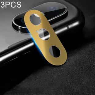 3 PCS 10D Full Coverage Mobile Phone Metal Rear Camera Lens Protection Cover for iPhone XS Max / XS / X (Gold)