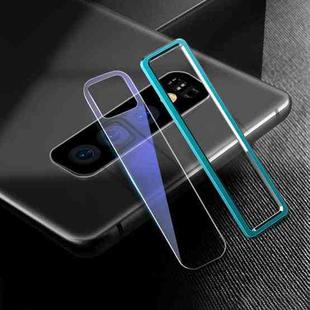 Scratchproof Mobile Phone Metal Rear Camera Lens Ring + Rear Camera Lens Tempered Protective Film Set for Samsung Galaxy S10 (Blue)