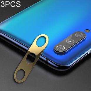 3 PCS 10D Full Coverage Mobile Phone Metal Rear Camera Lens Protection Ring Cover for Xiaomi Mi 9(Gold)