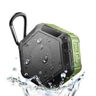 BT508 Portable Life Waterproof Bluetooth Stereo Speaker with Built-in MIC & Hook, Support Hands-free Calls & TF Card & FM, Bluetooth Distance: 10m(Army Green)