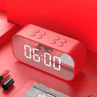 AEC BT501 Bluetooth 5.0 Mini Speaker with LED & Alarm Clock & Clock & Mirror, Support 32G TF Card(Red)