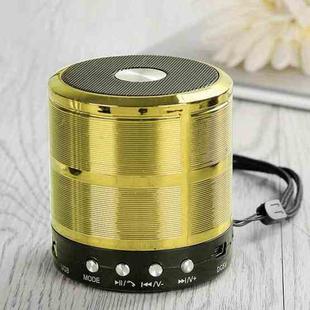 WS-887 Bluetooth Speaker with Lanyard, Support Hands-free Call & FM & U Disk & TF Card & AUX(Gold)