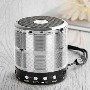 WS-887 Bluetooth Speaker with Lanyard, Support Hands-free Call & FM & U Disk & TF Card & AUX(Silver Grey)