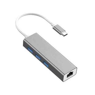 USB-C / Type-C to Fast Ethernet RJ45 & 3 x USB 3.0 Adapter Converter HUB(Grey)