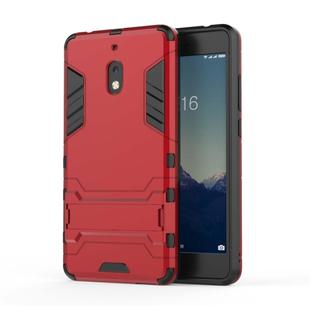 Shockproof PC + TPU Case for Nokia 2.1, with Holder(Red)