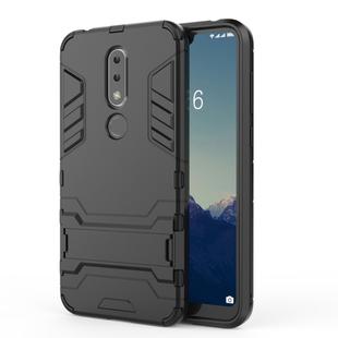 Shockproof PC + TPU Case for Nokia X6, with Holder(Black)
