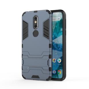 Shockproof PC + TPU Case for Nokia 7.1, with Holder(Navy Blue)