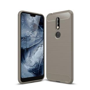 Brushed Texture Carbon Fiber Soft TPU Case for Nokia 7.1(Grey)