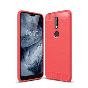 Brushed Texture Carbon Fiber Soft TPU Case for Nokia 7.1(Red)