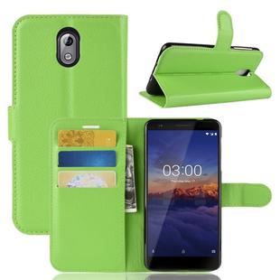 Litchi Texture Horizontal Flip Leather Case for Nokia 3.1, with Wallet & Holder & Card Slots (Green)