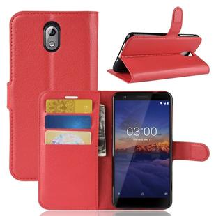 Litchi Texture Horizontal Flip Leather Case for Nokia 3.1, with Wallet & Holder & Card Slots (Red)