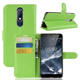 Litchi Texture Horizontal Flip Leather Case for Nokia 5.1, with Wallet & Holder & Card Slots (Green)